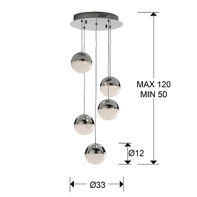 Подвесной светильник Sphere 5L LED DIM Ø33 хром