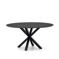 Круглый стол Argo с черным стеклом и черными стальными ножками Ø 150 см
