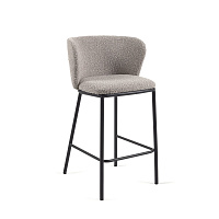 Полубарный стул Ciselia из серой ткани букле и черного металла 65 см