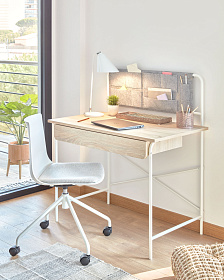 Yamina письменный стол из меламина и металла с белой отделкой 100 x 60 см