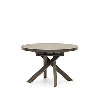 Vashti Круглый раздвижной стол из керамики и стали с коричневой отделкой Ø 120(160) см