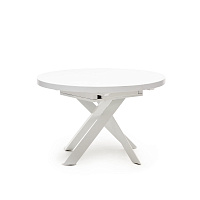 Vashti Раздвижной стол из стекла и МДФ со стальными ножками белого цвета Ø 120(160)x120см